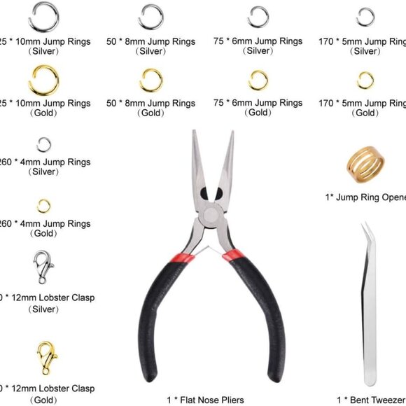 1200Pcs Open Jump Rings and Lobster Clasps Jewelry Findings Kit with Pliers for - Picture 4 of 7